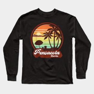 Pensacola Florida Fl Retro Summer Vacation Souvenir Long Sleeve T-Shirt